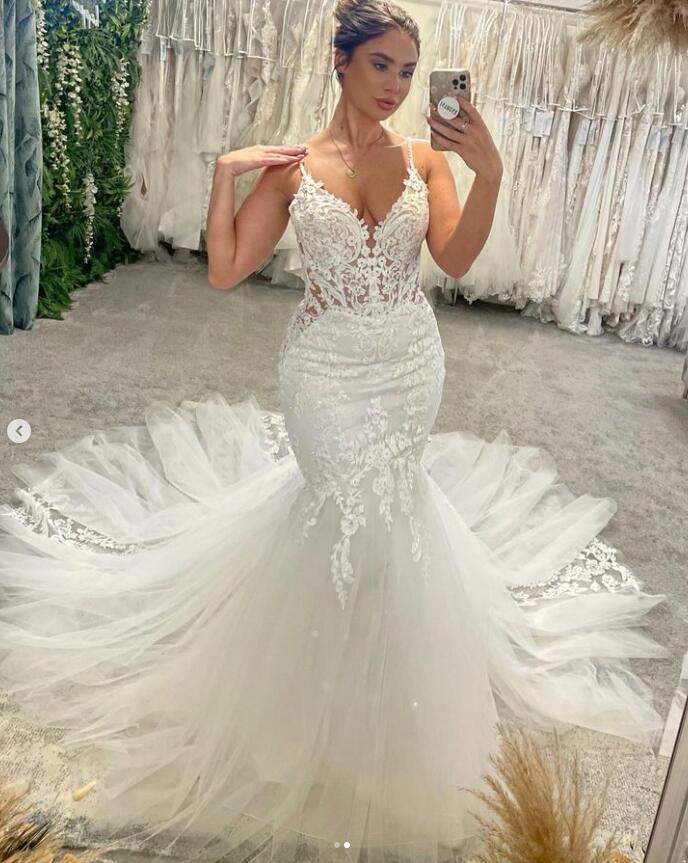 Lace Tulle Beach Mermaid Wedding Dresses Straps Applique Floral Backless Bridal Gowns Vestido de novia para civil sencillo