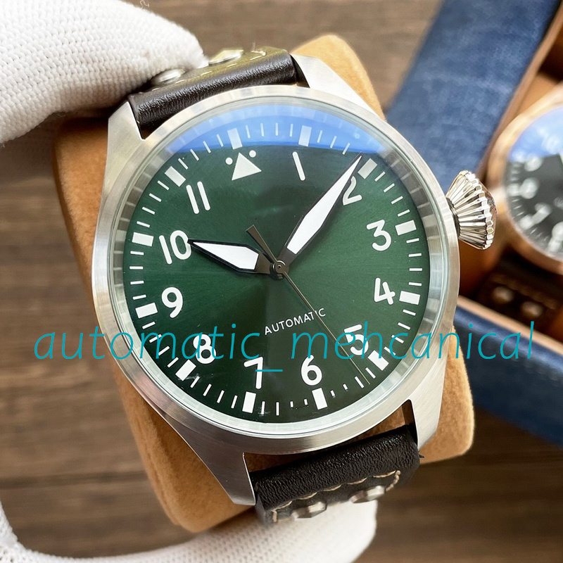 Multiple Styles Watches 43mm Ref.327001 Arab Numbers Dial Big Pilot Smooth Bezel Genuine Leather Strap Automatic Mechanical Sapphire Glass Mens Wristwatch