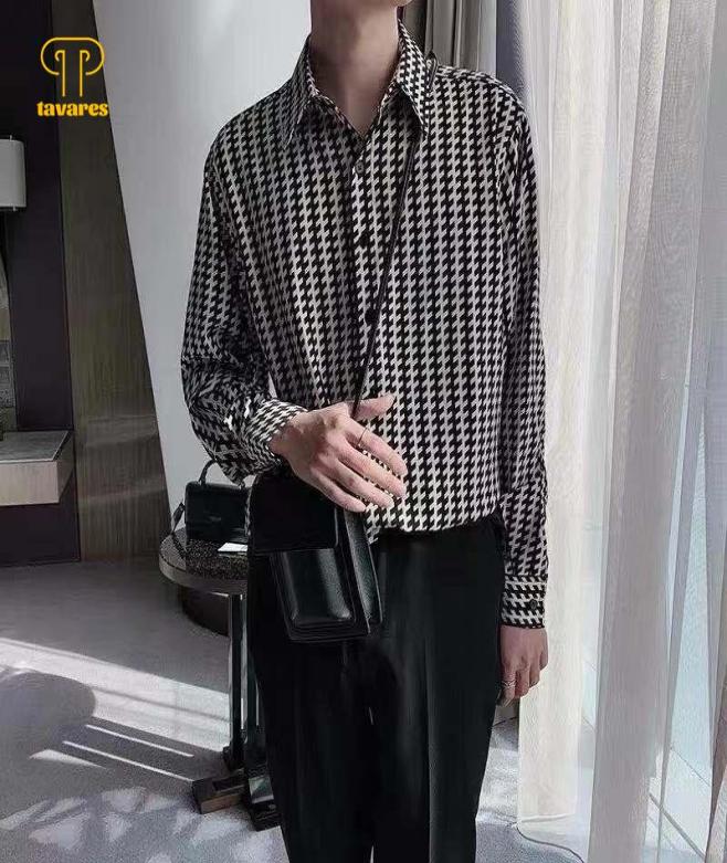 Men039s Casual Shirts TAVARES Men Houndstooth Long Sleeve Plaid Shirt Baggy Oversized Gothic Harajuku Button Up Cardigan Tops7806108, Black
Men039s Casual Shirts TAVARES Men Houndstooth Long Sleeve Plaid Shirt Baggy Oversized Gothic Harajuku Button Up Cardigan Tops7806108, Black