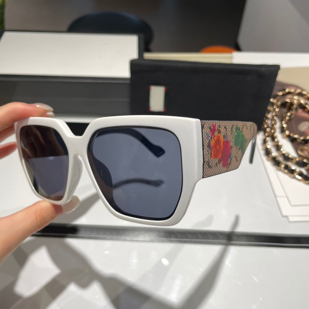 Casual Big Frame Sunglasses Men Designer Sports Eyeglasses Women Floral Printed Sun Glasses With Box