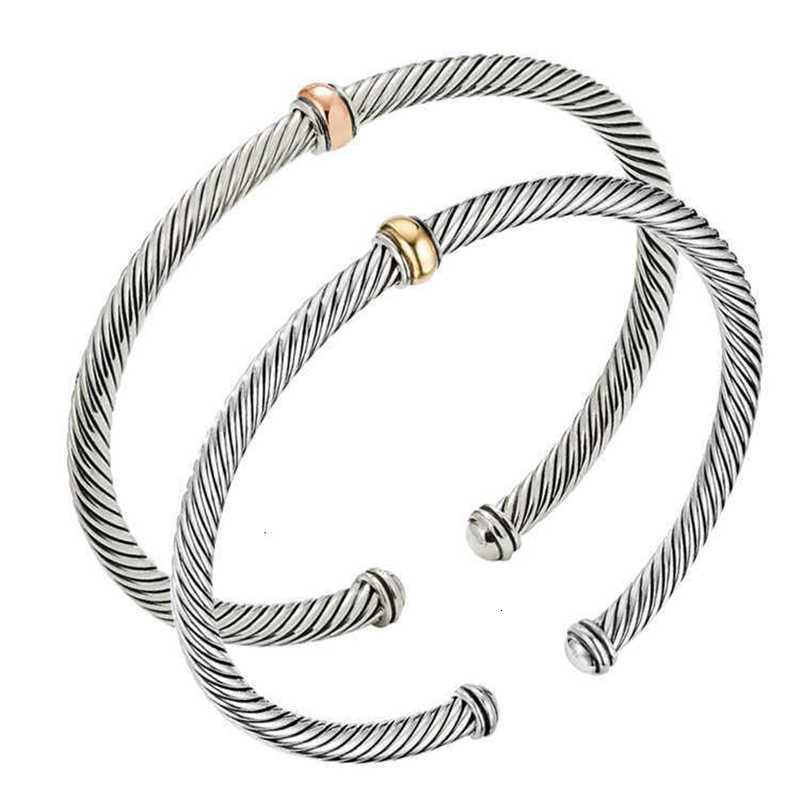 cuff Bracelet 4mm Thin Fashion Charm Wire Rope Double Color Opening Female Bracelets Jewelry Luxurys Designers Women Trend Studded with Diamonds