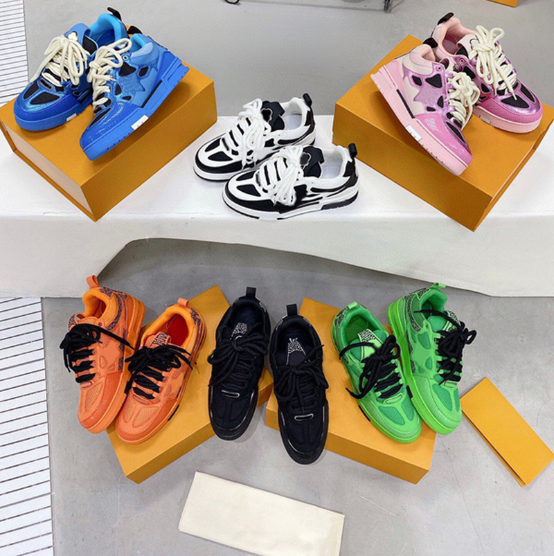 Classic Men Women Casual Skate Shoes Monograms Double laces Flower mesh calf leather suede outsole Winter Sneaker Designer Luxurys Fashion Ladies Sports Shoes 35-45, Customized
Classic Men Women Casual Skate Shoes Monograms Double laces Flower mesh calf leather suede outsole Winter Sneaker Designer Luxurys Fashion Ladies Sports Shoes 35-45, Customized
