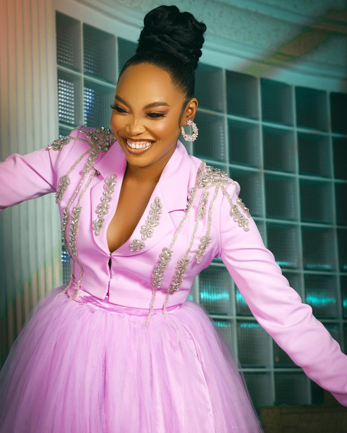 Fashion Pink Evening Dresses Sexy V Neck Beads Tops 2 Pieces A Line Floor Length Prom Dress Tulle Formal Party Gowns