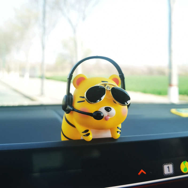 Interior Decorations Cute Anime Panda Navigator Car Interior Decoration Pendant Ornament Tiger Navigator Auto Rearview Mirror Pendant Car Accessories 