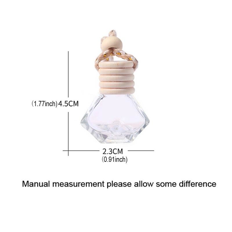 Rhombic Essential Oils Diffusers Car Pendant Perfume Bottle Glass Ornaments Empty Bottles Round Wooden Lid Air Freshener Whole5776982