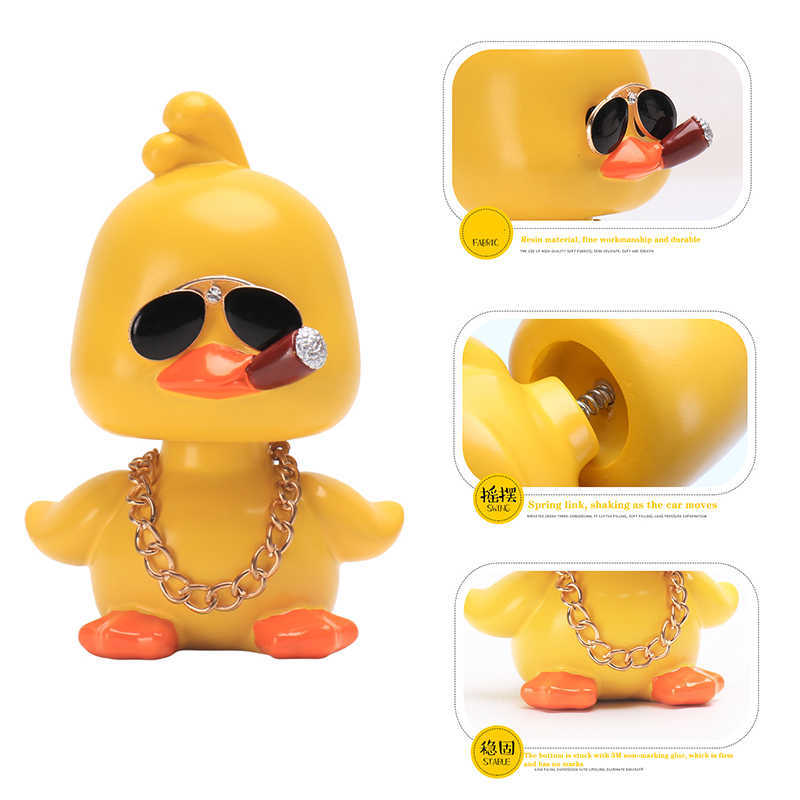 Interior Decorations Cute Anime Shaking Duck Car Interior Decorative Duck with Sunglasses Necklace Auto Dashboard Decoration For Car Accessories T2212