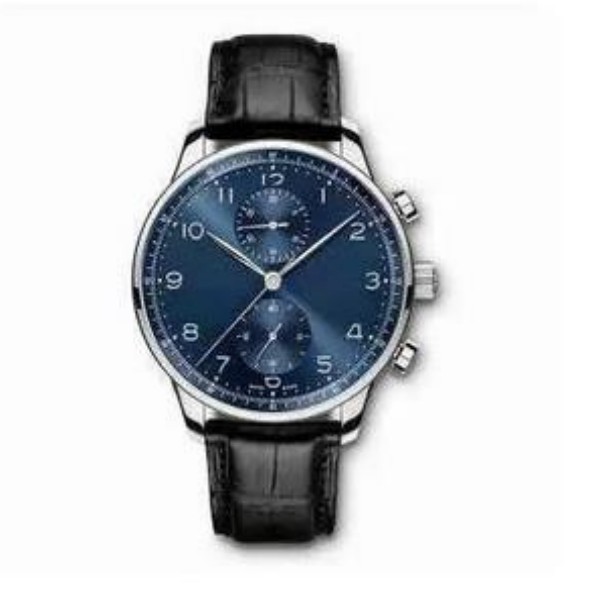 New Fashion Quartz Stopwatch Men's Stainless Steel Quartz Movement Watch Luxury Mens-Watches Wristwatches Black Leather I08