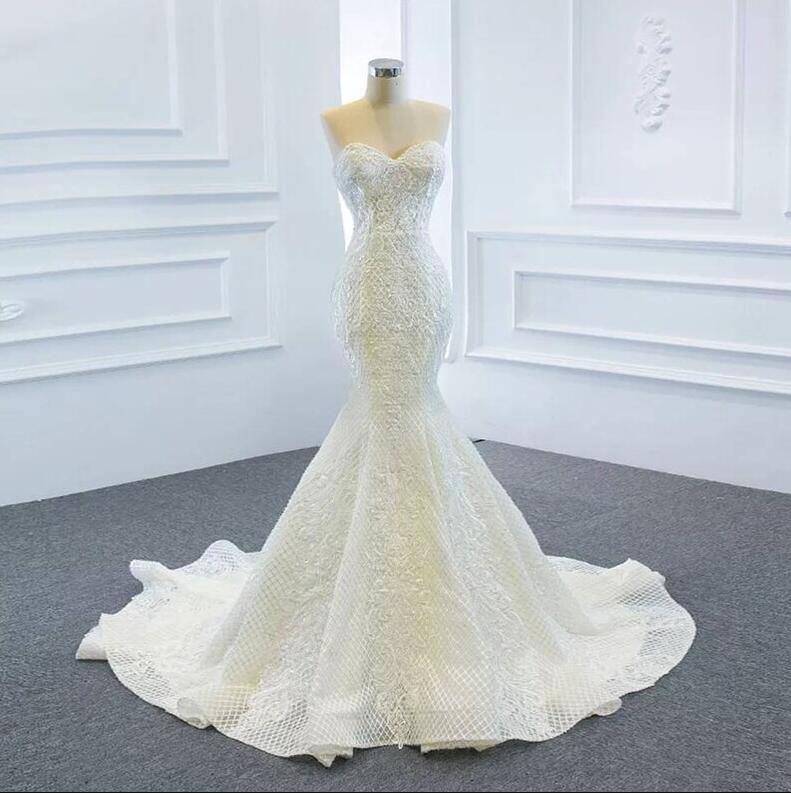 2in1 Mermaid Wedding Dresses with Detachable Train 2023 Sweetheart Applique Lace-up Corset Princess Bridal Gown robe mariee