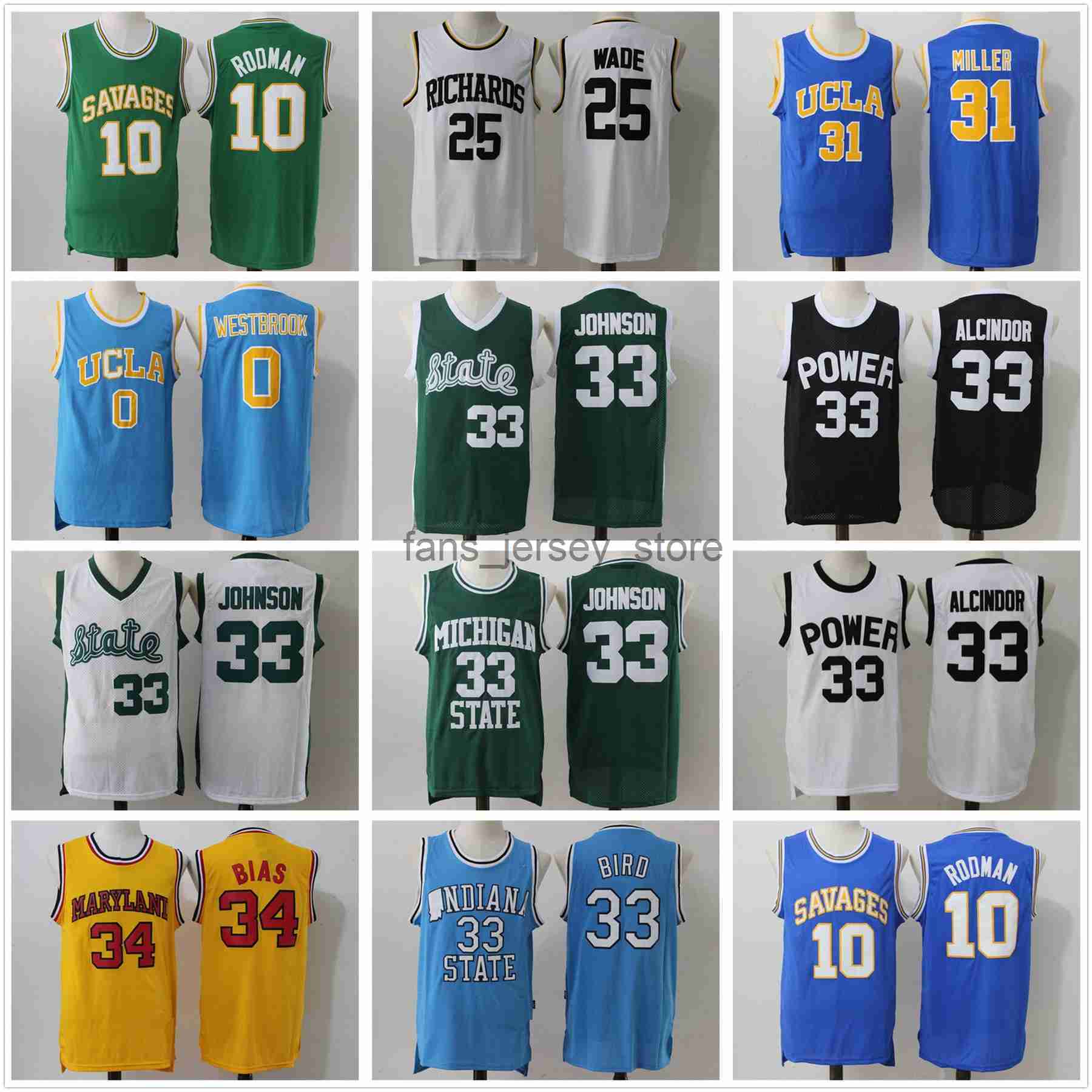 Stitched NCAA Basketball Jerseys College Alcindor 33 Bird 34 Bias Johnson 25 Wade High School Shirts Rodman 10 UCLA Miller 31 Westbrook Jersey
Stitched NCAA Basketball Jerseys College Alcindor 33 Bird 34 Bias Johnson 25 Wade High School Shirts Rodman 10 UCLA Miller 31 Westbrook Jersey