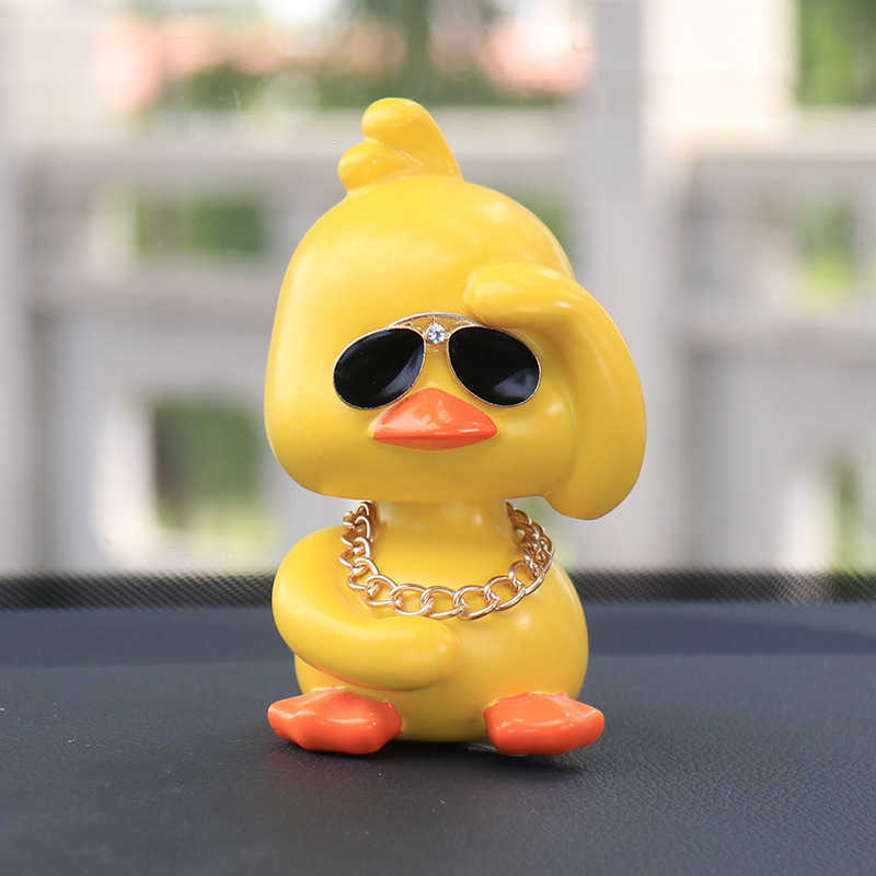 Interior Decorations Cute Anime Shaking Duck Car Interior Decorative Duck with Sunglasses Necklace Auto Dashboard Decoration For Car Accessories T2212