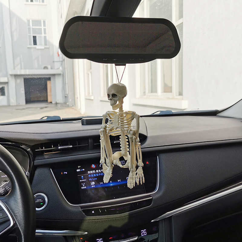 Interior Decorations Rearview Mirror Pendant Human 40cm Skeleton Model Car Decoration Halloween Props Bones Car Interior Accessories T221215