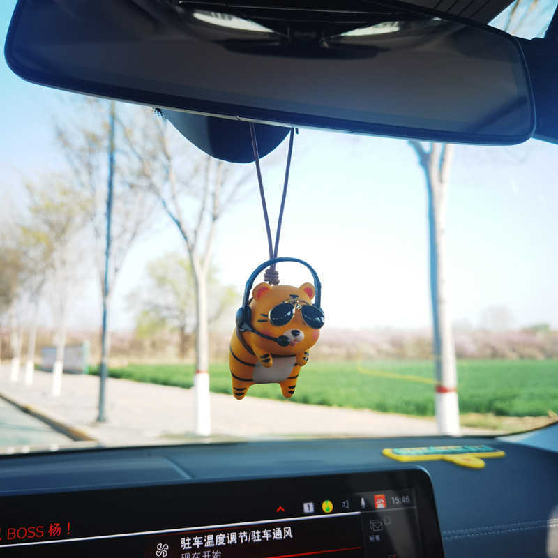 Interior Decorations Cute Anime Panda Navigator Car Interior Decoration Pendant Ornament Tiger Navigator Auto Rearview Mirror Pendant Car Accessories 