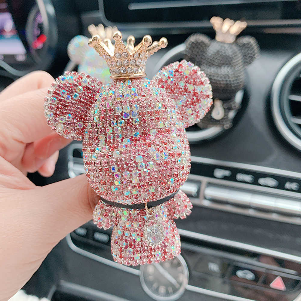 Interior Decorations Creative Crown Diamond Cute Bear Car Fragrance Perfume Clip Air Bears Aroma Car Decoration Air Fresher Decoration Accessories T22