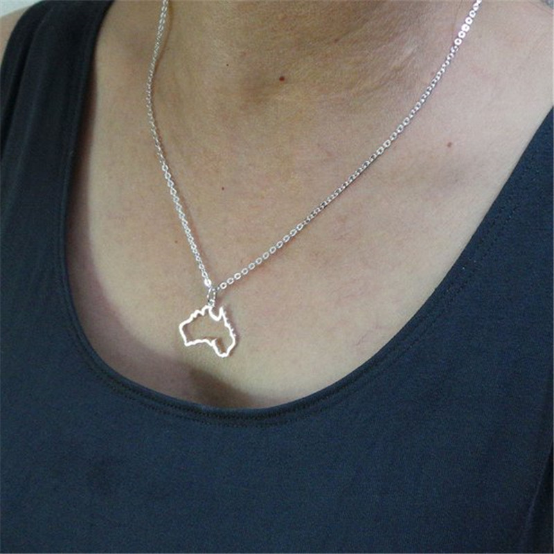Outline Hollow Open Australia Country Map Necklace Simple Adoption Continent Australian State Sydney Profile Necklaces