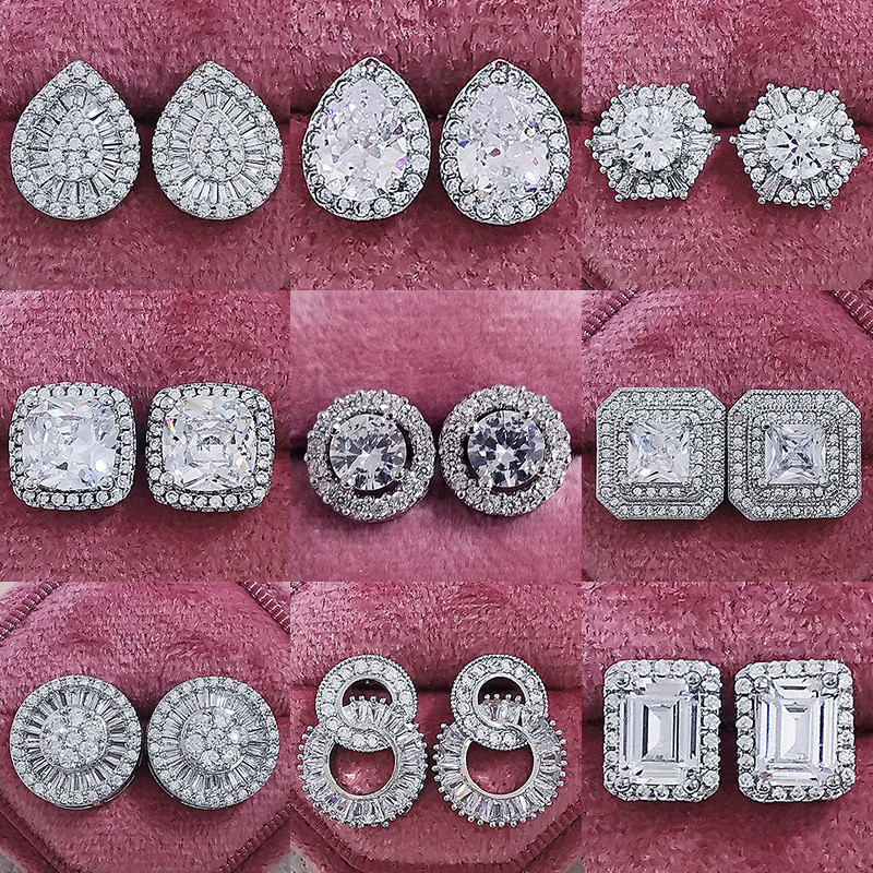 20 Styles Trendy Lab moissanite Stud Earring original 925 sterling silver Party Wedding Earrings for Women Bridal Jewelry Gift