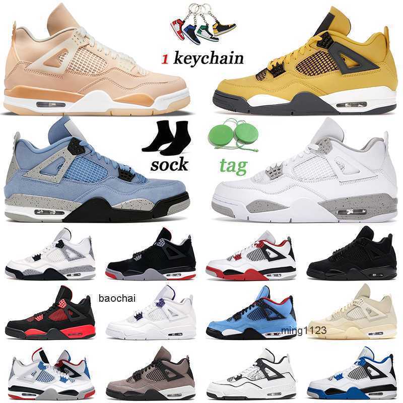 High Quality Sail Black Cat Oreo University Blue 4 4s Men Basketball Shoes Shimmer Taupe Haze Fire Red Bred DIY Womens Mens Trainers Sport