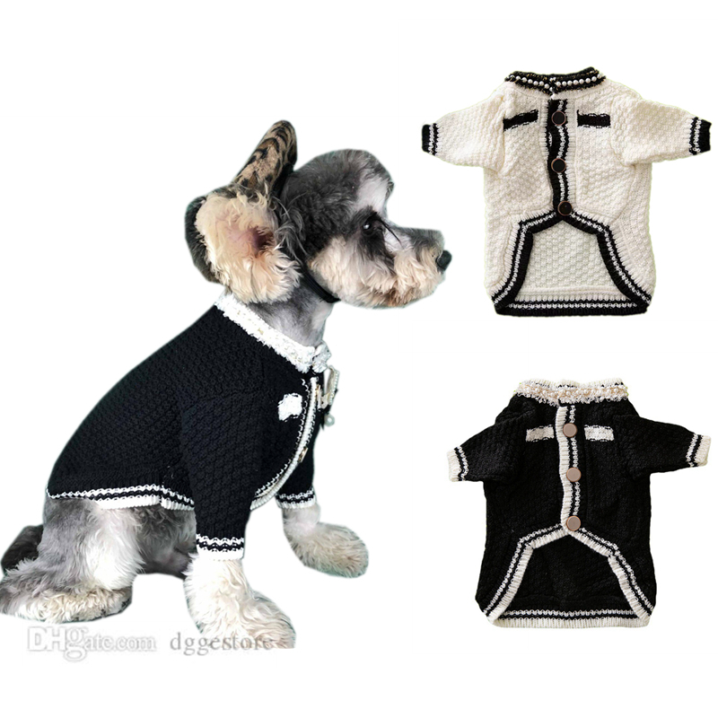 Designer Clothes Brands Dog Apparel Spring Coats Small Fragrance Pet Sweater for Cardigan Schnauzer Bomei Teddy Corgi Pug Dogs Cat Pets Clothing Black