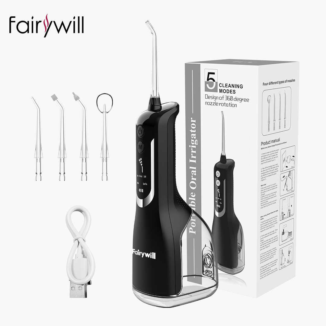 Oral Irrigators Other Hygiene Fairywill Irrigator Portable Water Flosser Dental Teeth Cleaning Waterproof USB Charge With 5 Jets 5 Modes For Cleane 22