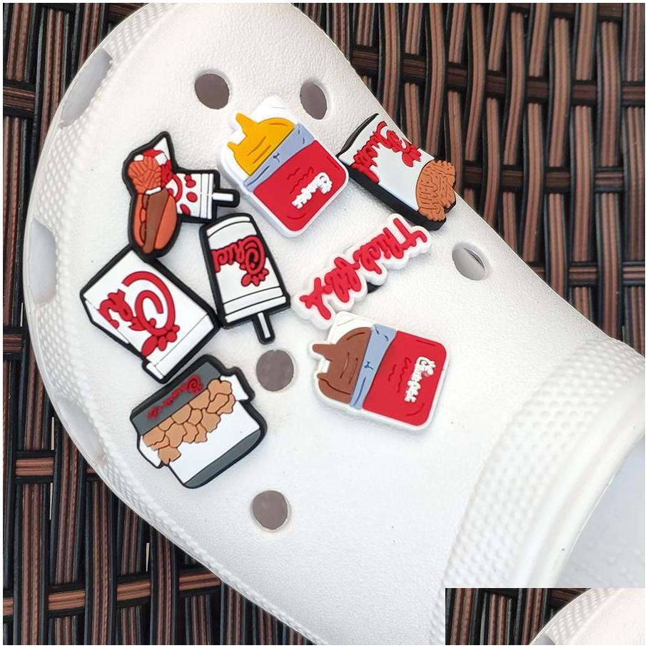 Shoe Parts Accessories Wholwsale Fast Food Chick Fil A Clog Charms For Buckcle Decoration Party Gift Drop Delivery Shoes Dhekm