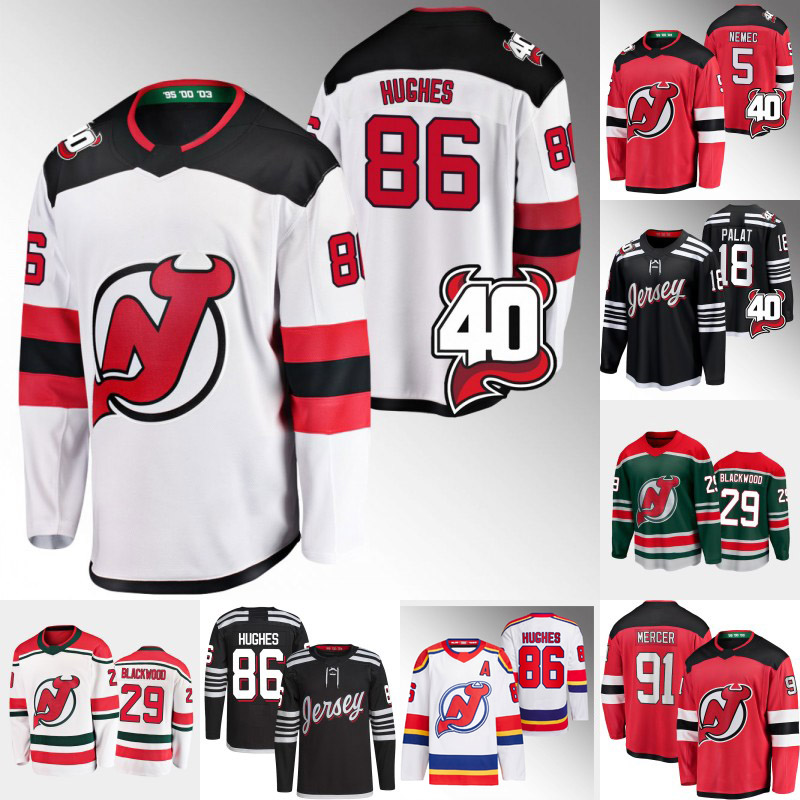 Devils Jack Hughes Jerseys Ondrej Palat Nico Hischier Dawson Mercer Miles Wood Mackenzie Blackwood Simon Nemec Andrew Hammond Tyce Thompson Tomas Tatar P.K. Subban, Youth 2023 reverse retro s-xl