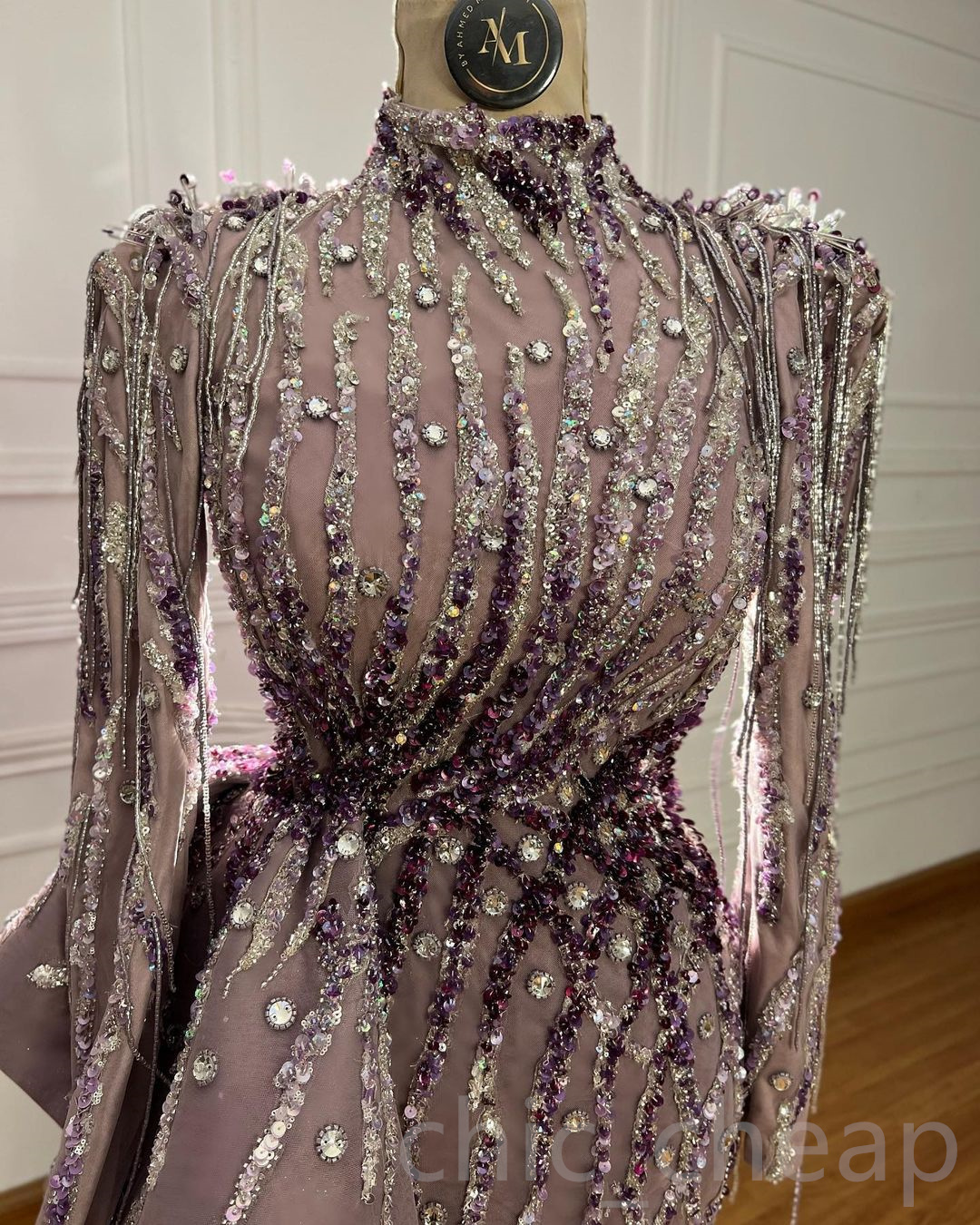 Arabic 2023 Aso Ebi Urious Mermaid Prom Dresses Beaded Crystals Sequined Evening Formal Party Second Reception Birthday Engagement Gowns Dress Zj666 0