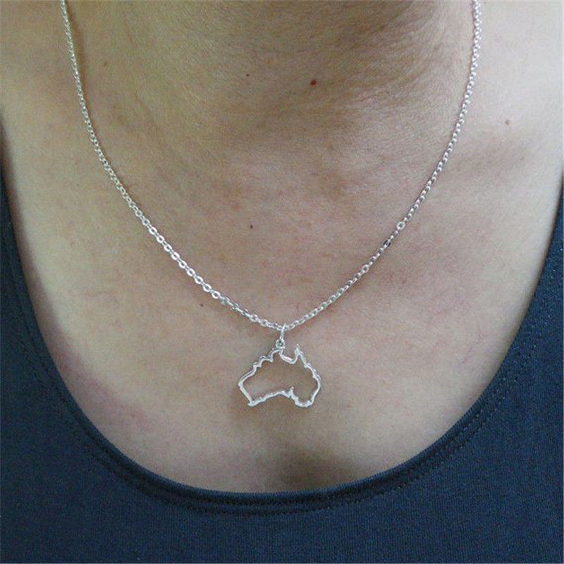 Outline Hollow Open Australia Country Map Necklace Simple Adoption Continent Australian State Sydney Profile Necklaces