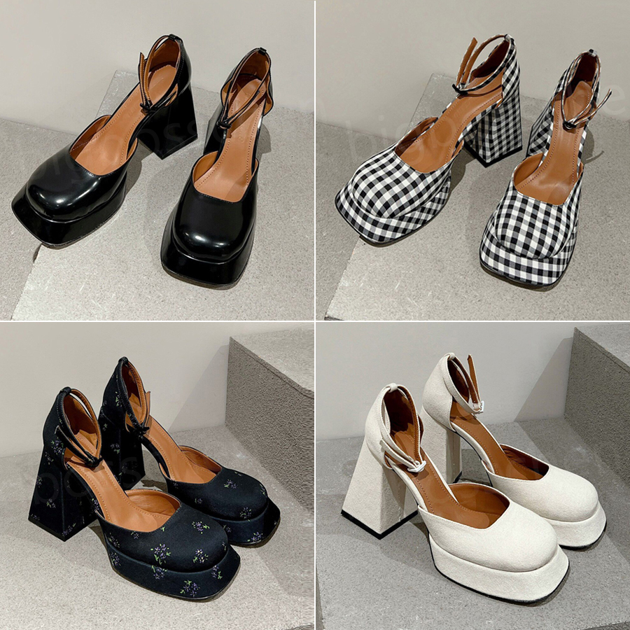 Ladies formal shoes high heels designer fashion leather square head thick bottom with buckle plaid 9cm black beige plaid wedding reception Mary Jane sandals 35-40, Floral black
Ladies formal shoes high heels designer fashion leather square head thick bottom with buckle plaid 9cm black beige plaid wedding reception Mary Jane sandals 35-40, Floral black