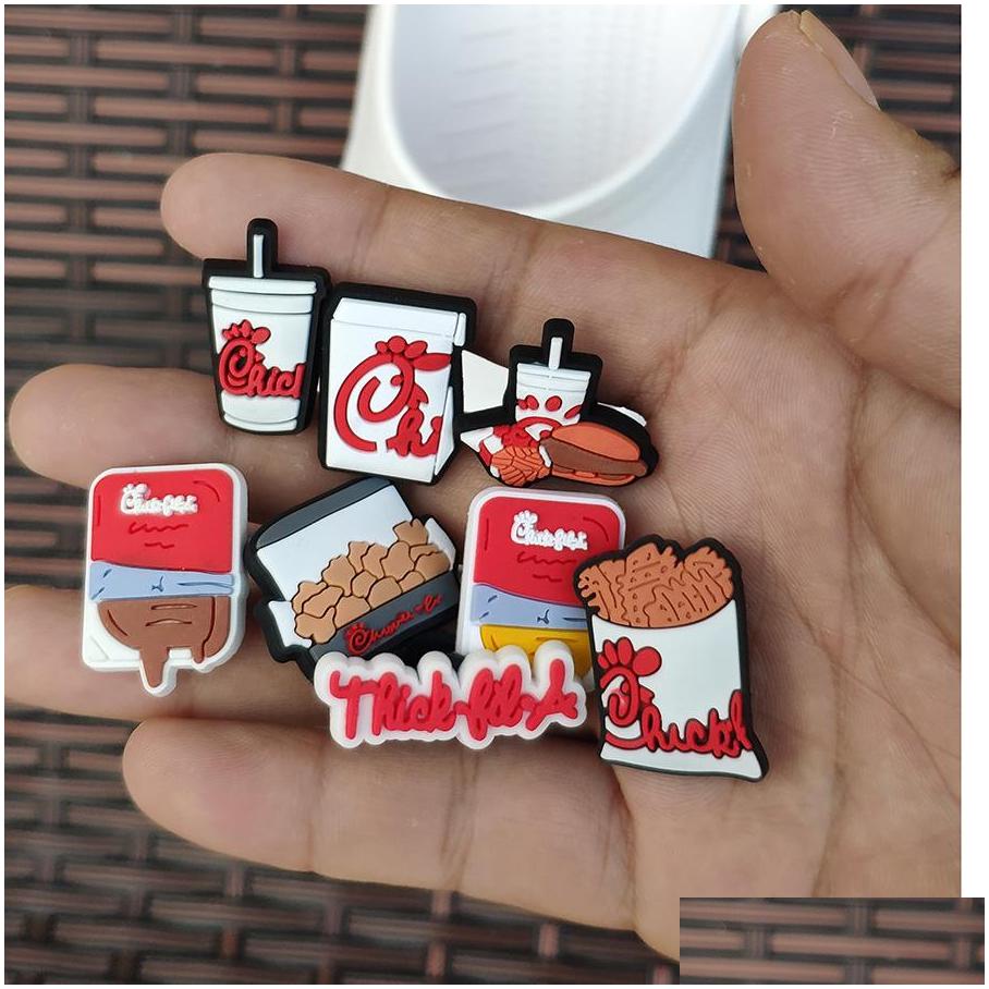 Shoe Parts Accessories Wholwsale Fast Food Chick Fil A Clog Charms For Buckcle Decoration Party Gift Drop Delivery Shoes Dhekm