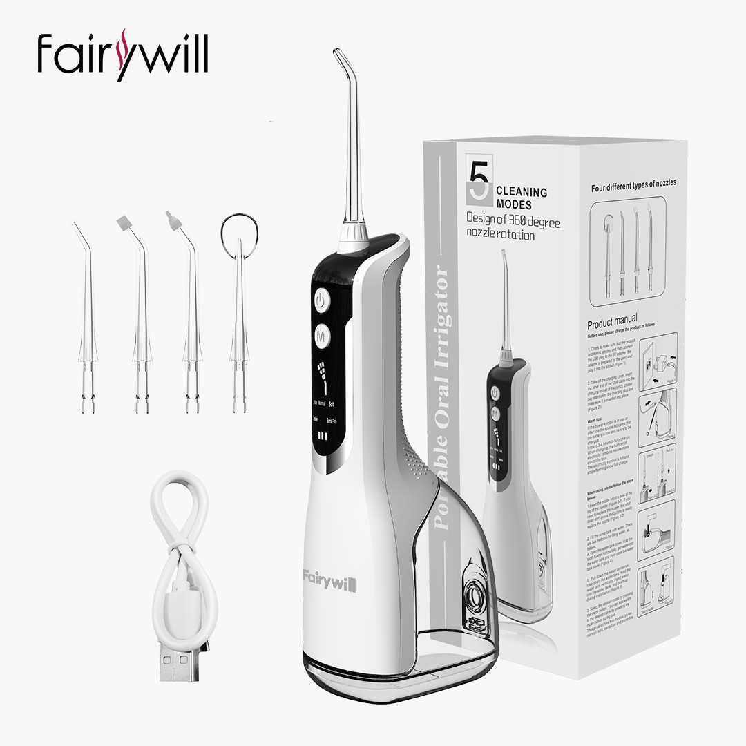 Oral Irrigators Other Hygiene Fairywill Irrigator Portable Water Flosser Dental Teeth Cleaning Waterproof USB Charge With 5 Jets 5 Modes For Cleane 22