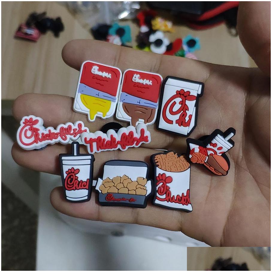 Shoe Parts Accessories Wholwsale Fast Food Chick Fil A Clog Charms For Buckcle Decoration Party Gift Drop Delivery Shoes Dhekm