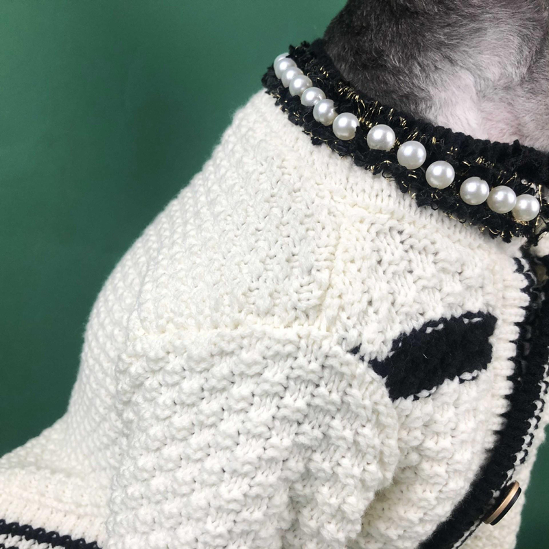 Designer Clothes Brands Dog Apparel Spring Coats Small Fragrance Pet Sweater for Cardigan Schnauzer Bomei Teddy Corgi Pug Dogs Cat Pets Clothing Black