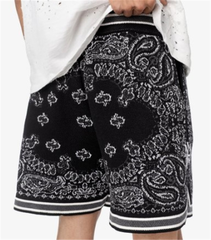 Summer Vintage Paisley Print Mens Shorts Cashmere Knitted Shorts Cashew Jacquard Knitting Embroidered Men Sweatpant