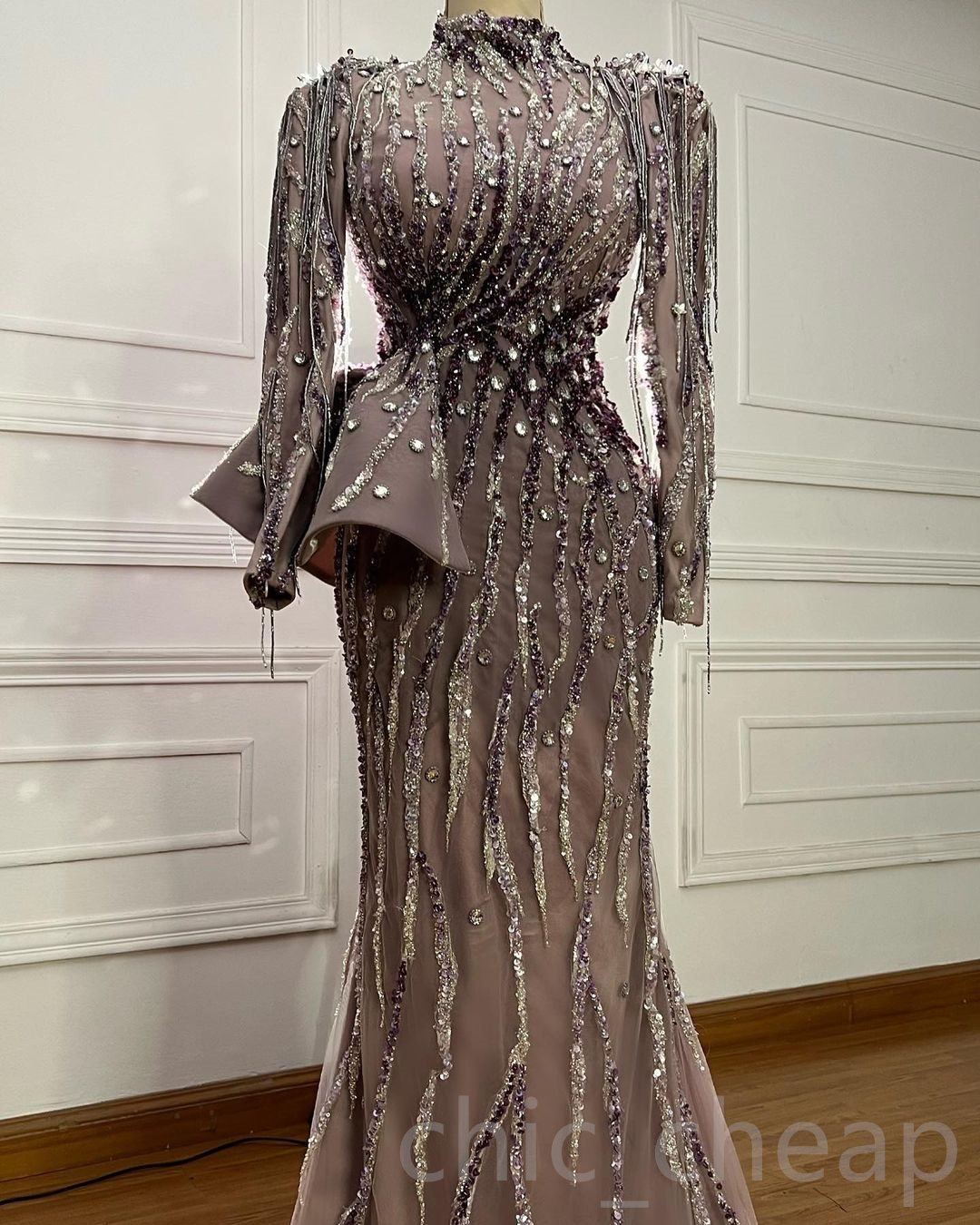 Arabic 2023 Aso Ebi Urious Mermaid Prom Dresses Beaded Crystals Sequined Evening Formal Party Second Reception Birthday Engagement Gowns Dress Zj666 0