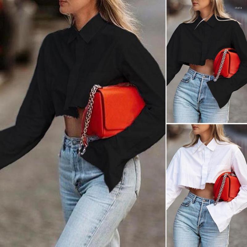 Women's Blouses Fashion Casual Shirt Lapel Irregular Hem With Pocket Long Sleeve Blouse, White
Women's Blouses Fashion Casual Shirt Lapel Irregular Hem With Pocket Long Sleeve Blouse, White