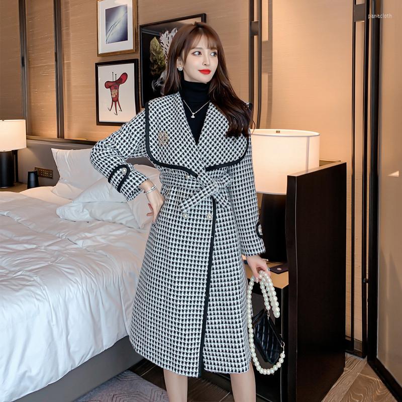 Women' Trench Coats Autumn Winter Women Navy Collar Windbreaker Long Sleeve Belt Slim Houndstooth Oversize Coat Lady Streetwear Outwear, Picture color
Women' Trench Coats Autumn Winter Women Navy Collar Windbreaker Long Sleeve Belt Slim Houndstooth Oversize Coat Lady Streetwear Outwear, Picture color