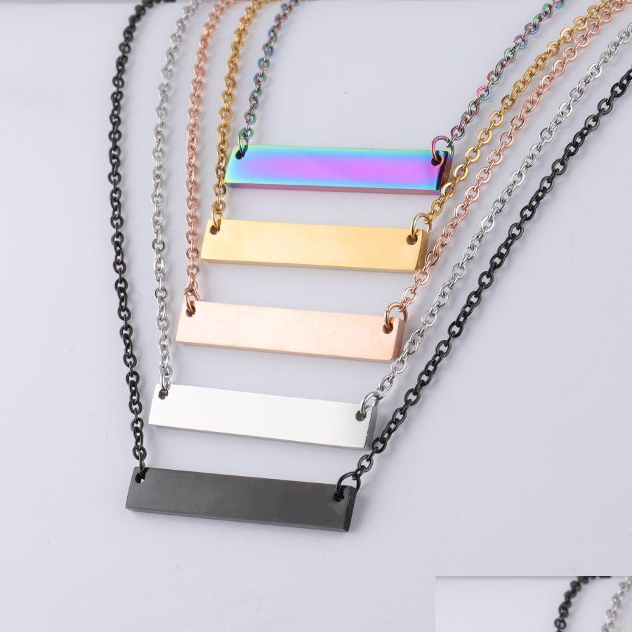 Pendant Necklaces 16/18/20In Mirror Polish Stainless Steel Blank Bar Custom Engrave Name Logo Necklace For Womens Men Drop Delivery Dhjgz 
Pendant Necklaces 16/18/20In Mirror Polish Stainless Steel Blank Bar Custom Engrave Name Logo Necklace For Womens Men Drop Delivery Dhjgz