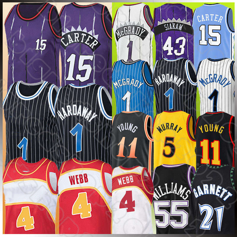 Retro Vince Carter Penny Hardaway Basketball Jerseys Tracy McGrady Trae Young Dejounte Murray Spud Webb Men 2022-2023 City Blue Black Edition Jersey Shirt 15 1 4 5 11