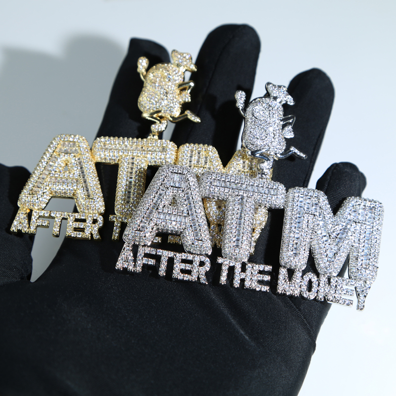 After The Money ATM Hip Hop Pendant For Men Gold Plated Micro Pave 5A Cubic Zirconia CZ Cool Rock Punk Jewelry