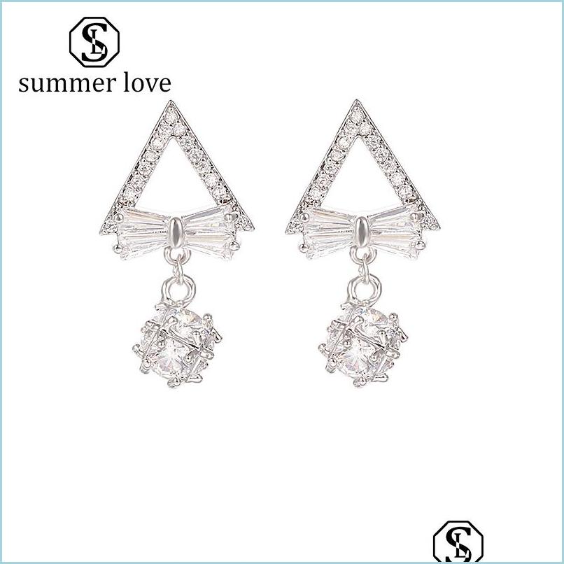 Dangle Chandelier 925 Sterling Sier Cz Micro Pave Earring Fashion Elegant Bridal Jewelry Gold Cubic Zircon Drop Earrings For Women Dh7Fl