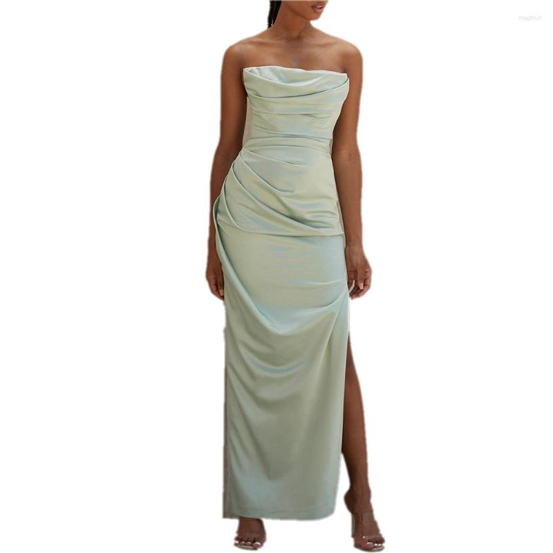 Casual Dresses Women' Sleeveless Dress Summer Satin Wrapped Chest Bifurcated Long Skirt Solid Color Sexy Street Party Elegant, Light green
Casual Dresses Women' Sleeveless Dress Summer Satin Wrapped Chest Bifurcated Long Skirt Solid Color Sexy Street Party Elegant, Light green