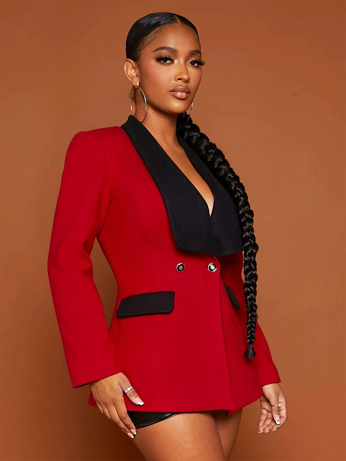 Red Black Blazer Suit Jacket Slim Fit Long Sleeve Formal Wedding Tuxedos Prom Evening Wear One Piece