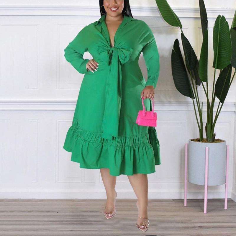 Plus Size Dresses For Women Full Sleeve High Waisted Turn Down Bow Decoration Loose Solid Fashion Large Dress Vestidos Mujer Big, Black dress 
Plus Size Dresses For Women Full Sleeve High Waisted Turn Down Bow Decoration Loose Solid Fashion Large Dress Vestidos Mujer Big, Black dress