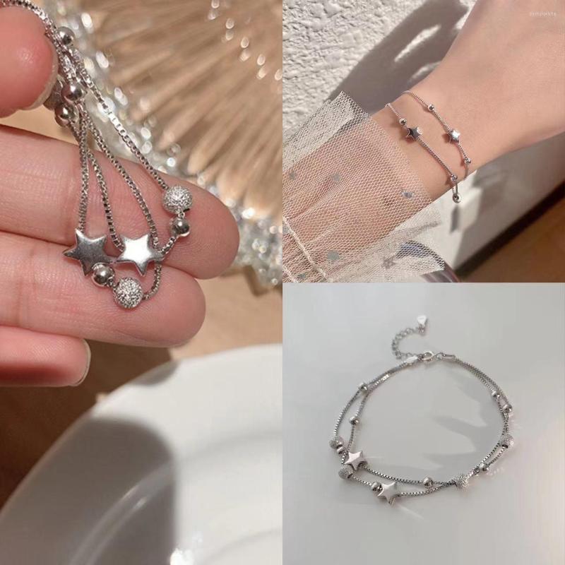 Link Bracelets Fashion Silver Color Double Layer Star Round Bead Charm Bracelet&Bangle For Women Elegant Classic Jewelry Wedding Party
Link Bracelets Fashion Silver Color Double Layer Star Round Bead Charm Bracelet&Bangle For Women Elegant Classic Jewelry Wedding Party