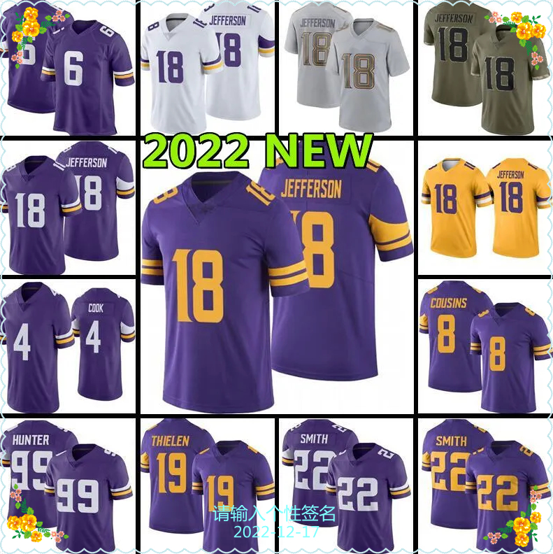 Custom Football Jersey TJ Hockenson Dalvin Cook Justin Jefferson 19 Adam Thielen Eric Kendricks ZaDarius Harrison Smith Minnesota”Vikings Custom Football Jersey TJ Hockenson Dalvin Cook Justin Jefferson 19 Adam Thielen Eric Kendricks ZaDarius Harrison Smith Minnesota”Vikings