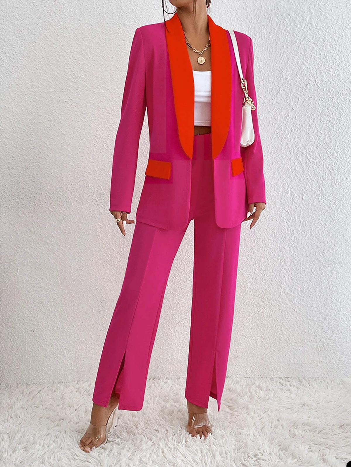 Color Matching Mother Of The Bride Pant Suits Leisure Loose Evening Party Women Tuxedos For Wedding 2 Pieces