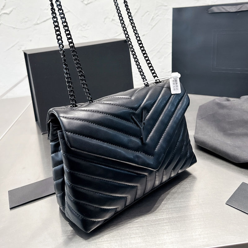 Womens Designer Lambskin Loulou Quilted Bags Chevron line V-stitch 25CM Full Black Multi Pochette Metal Hardware Valentine Chain Crossbody Shoulder Handbags, Box
Womens Designer Lambskin Loulou Quilted Bags Chevron line V-stitch 25CM Full Black Multi Pochette Metal Hardware Valentine Chain Crossbody Shoulder Handbags, Box