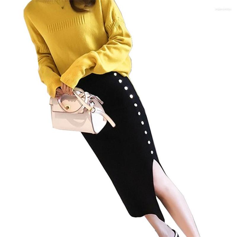 Skirts Fashion Autumn Women High Waist Package Hip Knitted Lady Single Button Skirt Winter Slim Irregular Split WZ450, Black
Skirts Fashion Autumn Women High Waist Package Hip Knitted Lady Single Button Skirt Winter Slim Irregular Split WZ450, Black