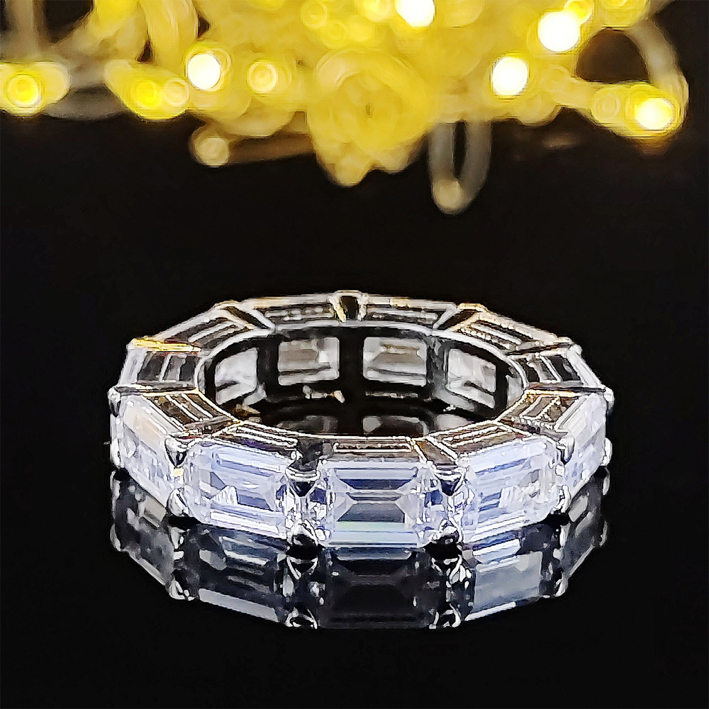 New Trendy Princess 925 Sterling Silver aesthetic Eternity Band Ring For Women Lady Anniversary Gift Jewelry Bulk Sell