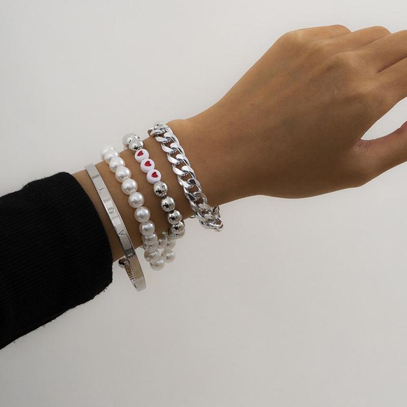Link Bracelets 2022 CCB Round Bead Chain Punk Aluminum Metal Texture Imitation Pearl Bracelet Set Siilver Gold Color Beach Jewelry For Women
Link Bracelets 2022 CCB Round Bead Chain Punk Aluminum Metal Texture Imitation Pearl Bracelet Set Siilver Gold Color Beach Jewelry For Women