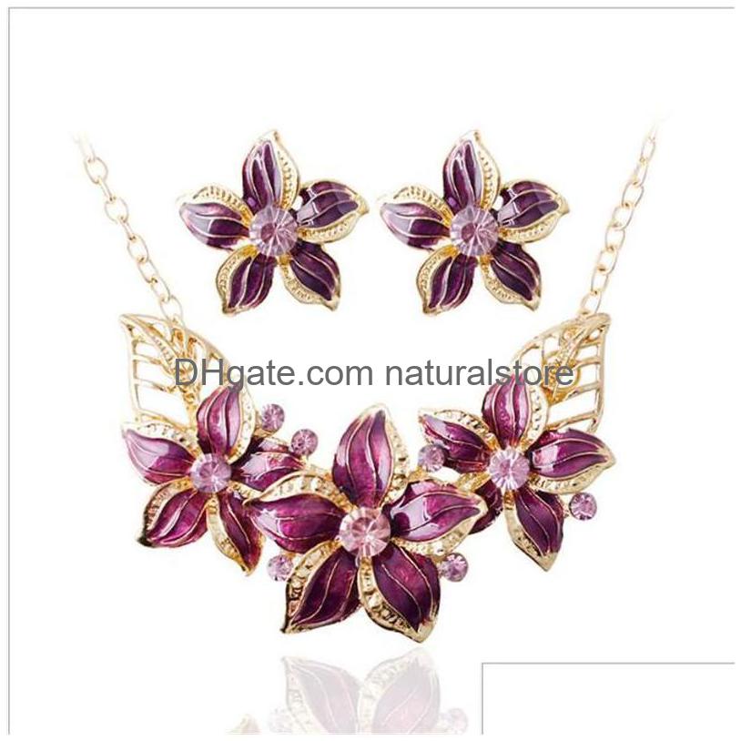 Earrings Necklace 18K Gold Plated Austrian Crystal Enamel Flower Jewelry Sets Fashion African And Earring Set For Women Drop Delive Dhgw7, Multi
Earrings Necklace 18K Gold Plated Austrian Crystal Enamel Flower Jewelry Sets Fashion African And Earring Set For Women Drop Delive Dhgw7, Multi